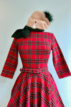 Red Plaid Stretch Fabric 50's Dress