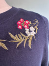 Navy Floral Neckline Carla Sweater by Banned
