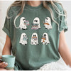 Ghosts Reading Books T-Shirt in Green