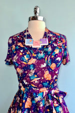 Rose Space Cats Short Sleeve Dress by Miss Lulo