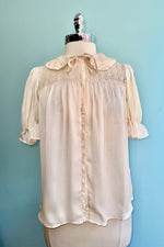 Ivory Button Down Lace Yoke Blouse