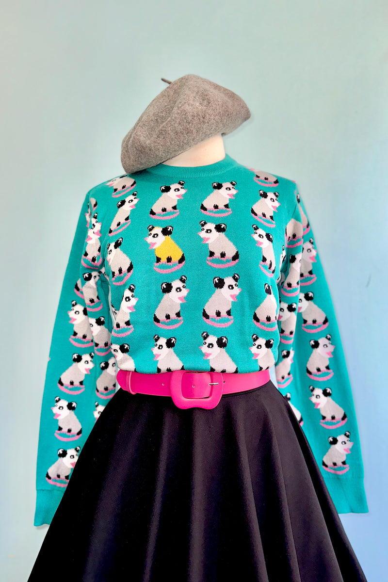 Turquoise Possum Sweater by Sesame the Opossum