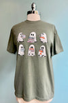 Ghosts Reading Books T-Shirt in Green