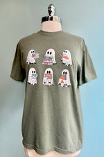 Ghosts Reading Books T-Shirt in Green