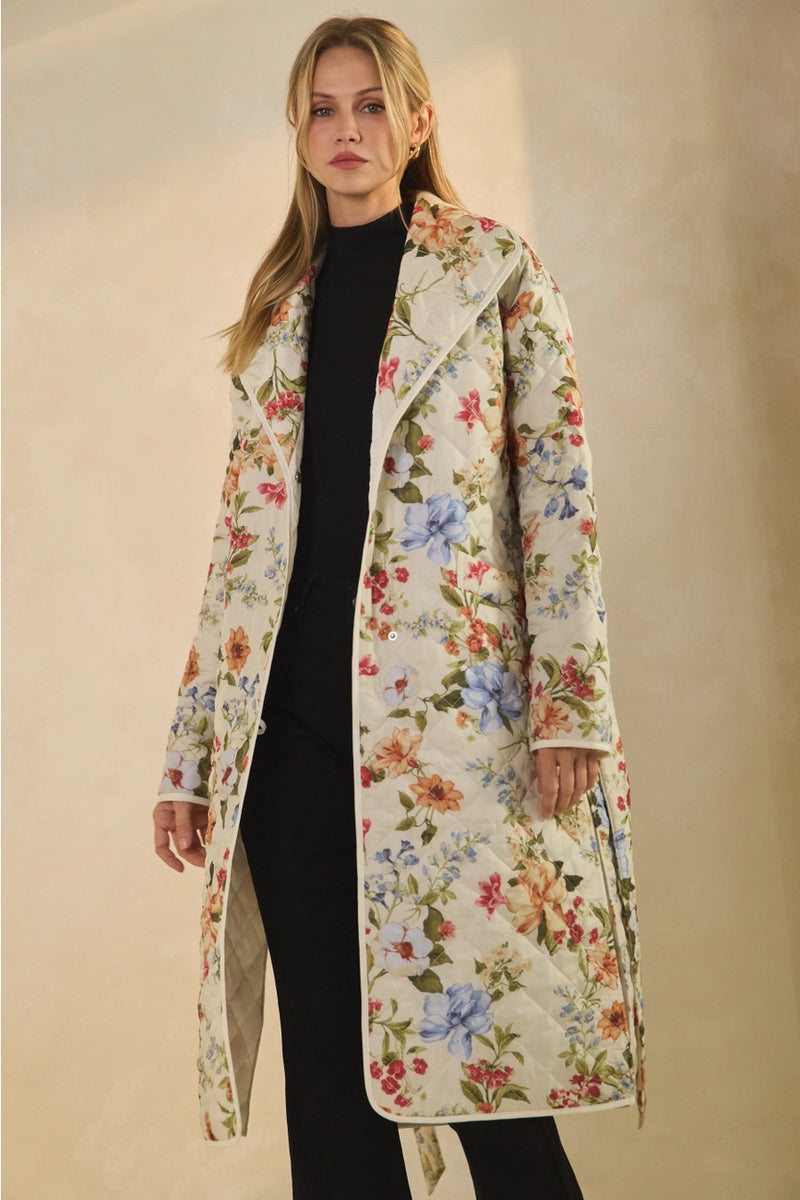 Ivory Floral Quilted Jacket