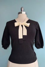 Black Tie Neck Pullover Sweater by Tulip B.