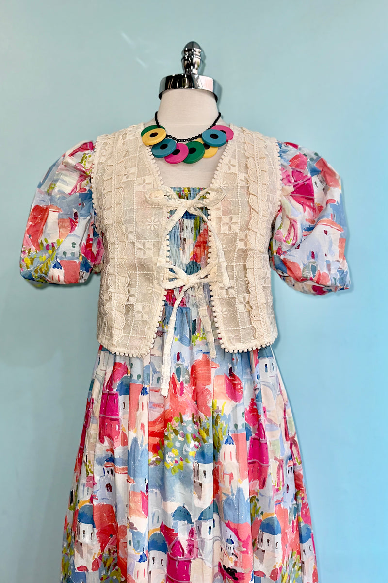 Countryside Balloon Sleeve Midi Dress