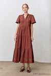 Burgundy Cross Stitch Maxi Dress