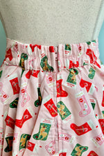 Pink Holiday Stockings Skater Skirt by Retrolicious