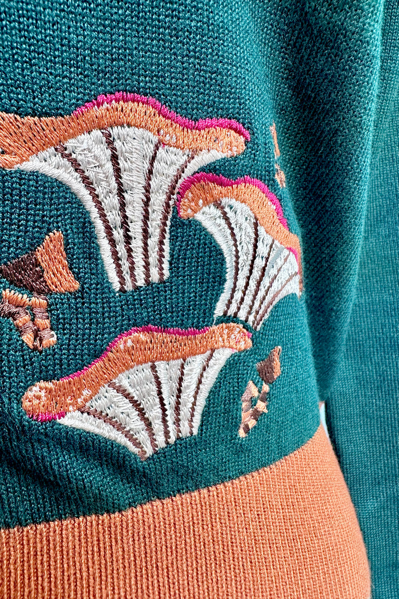Mushroom Meadow Embroidered Leslie Cardigan by Miss Lulo