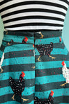 Teal Striped Chicken Full Skirt by Eva Rose