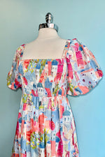 Countryside Balloon Sleeve Midi Dress