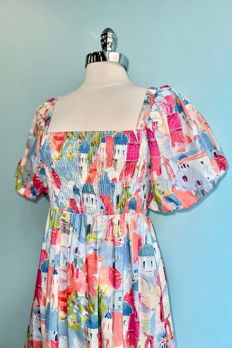 Countryside Balloon Sleeve Midi Dress