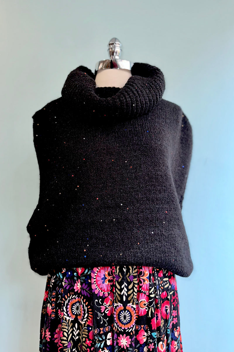 Black Sleeveless Cowl Neck Sweater by Molly Bracken