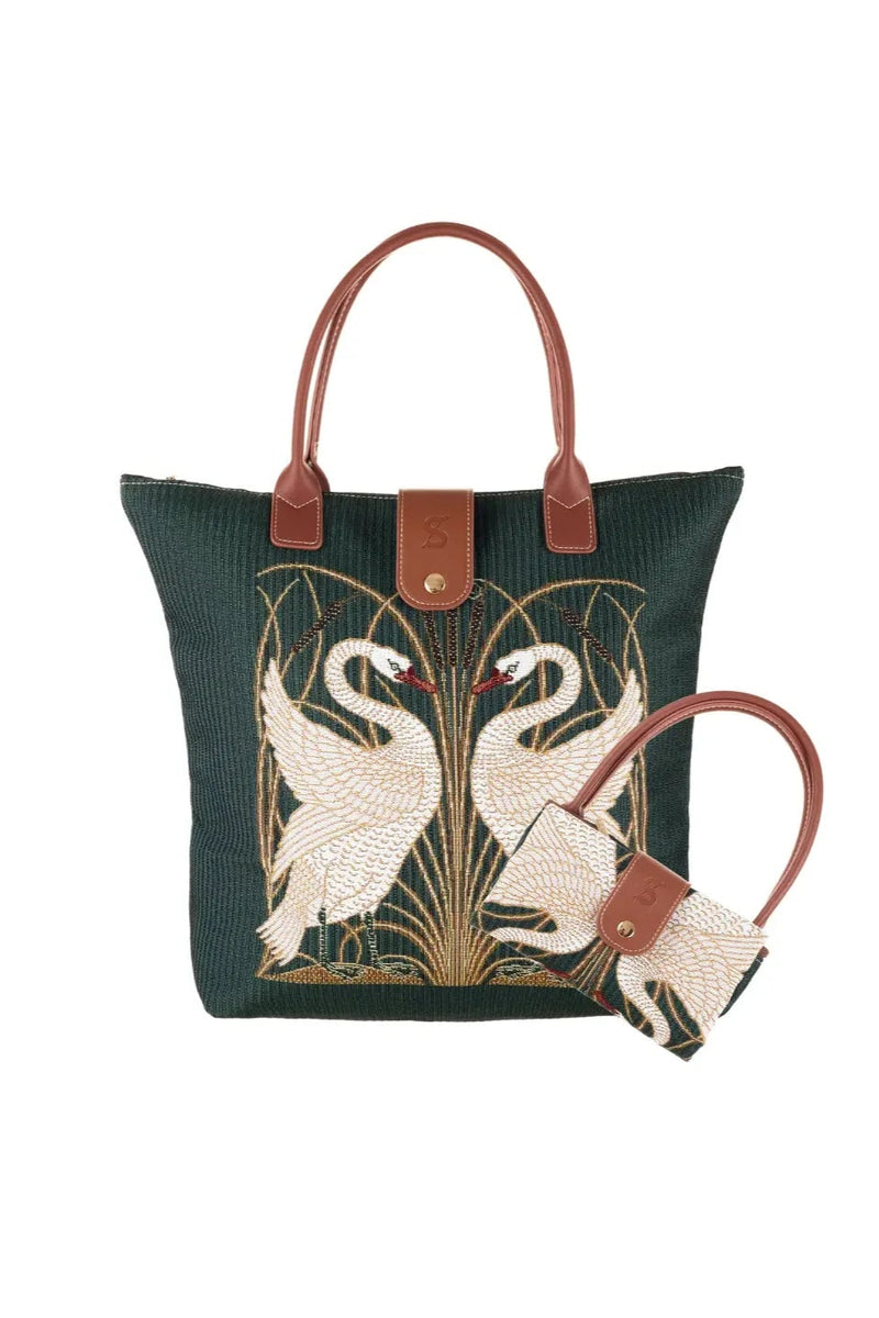 Swan Folding Tapestry Tote Bag