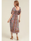 Ruffle Sleeve Boho Smocked Midi Dress
