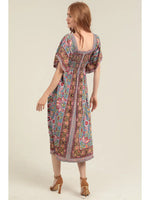 Ruffle Sleeve Boho Smocked Midi Dress
