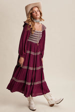 Burgundy Western Inspired Maxi Dress