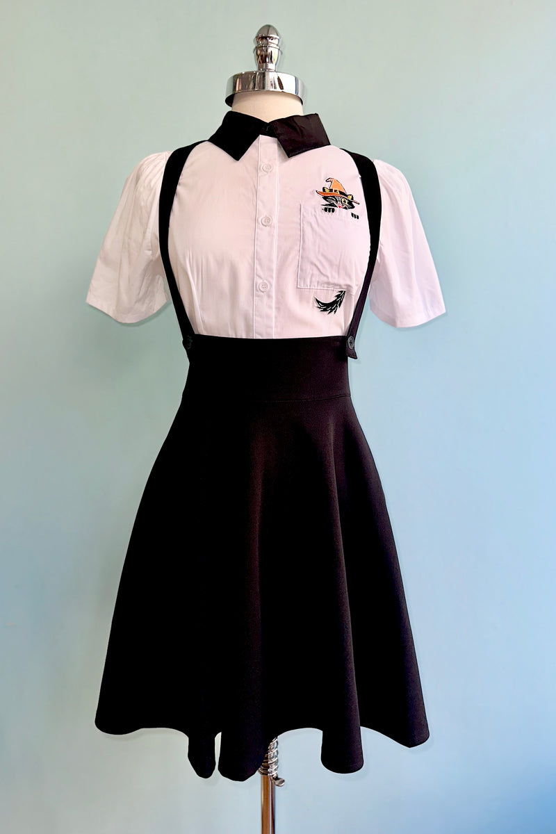 Black Cat Pocket Button Down Blouse