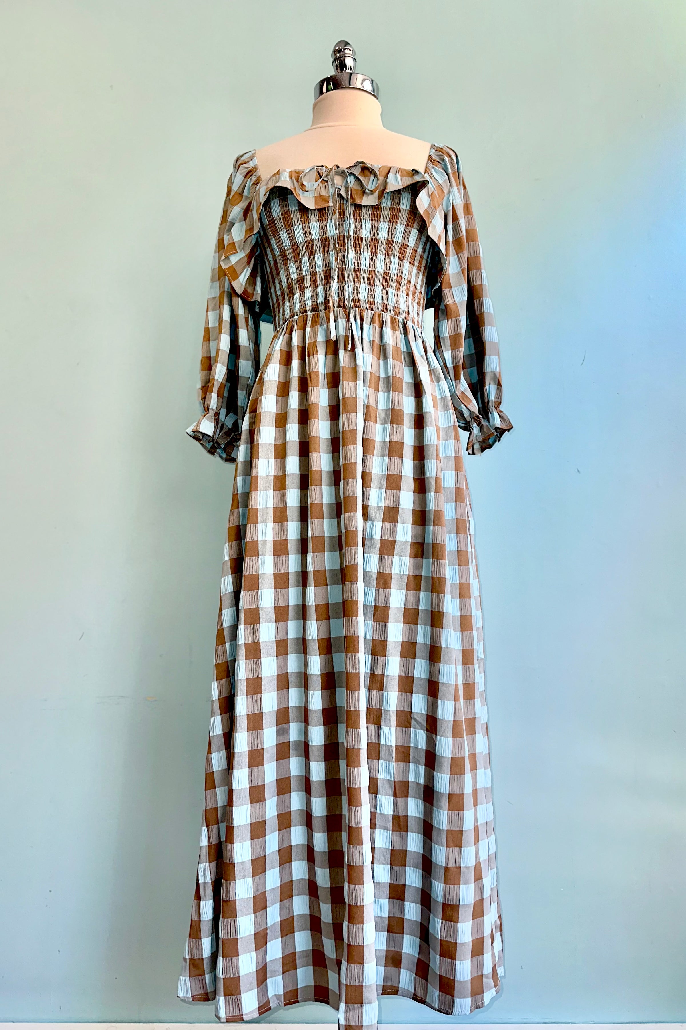 Cottage Blue Gingham Smocked Maxi Dress – Modern Millie