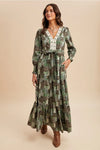 Patchwork Long Sleeve Maxi Dress