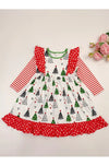 Kids Ruffle Shoulder Christmas Tree Dress