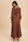 Lace Panel Maxi Dress in Mocha