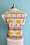 Ivory and Mustard Floral Sweater Vest