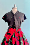 Cropped Button Down Cherry Top in Black by Banned