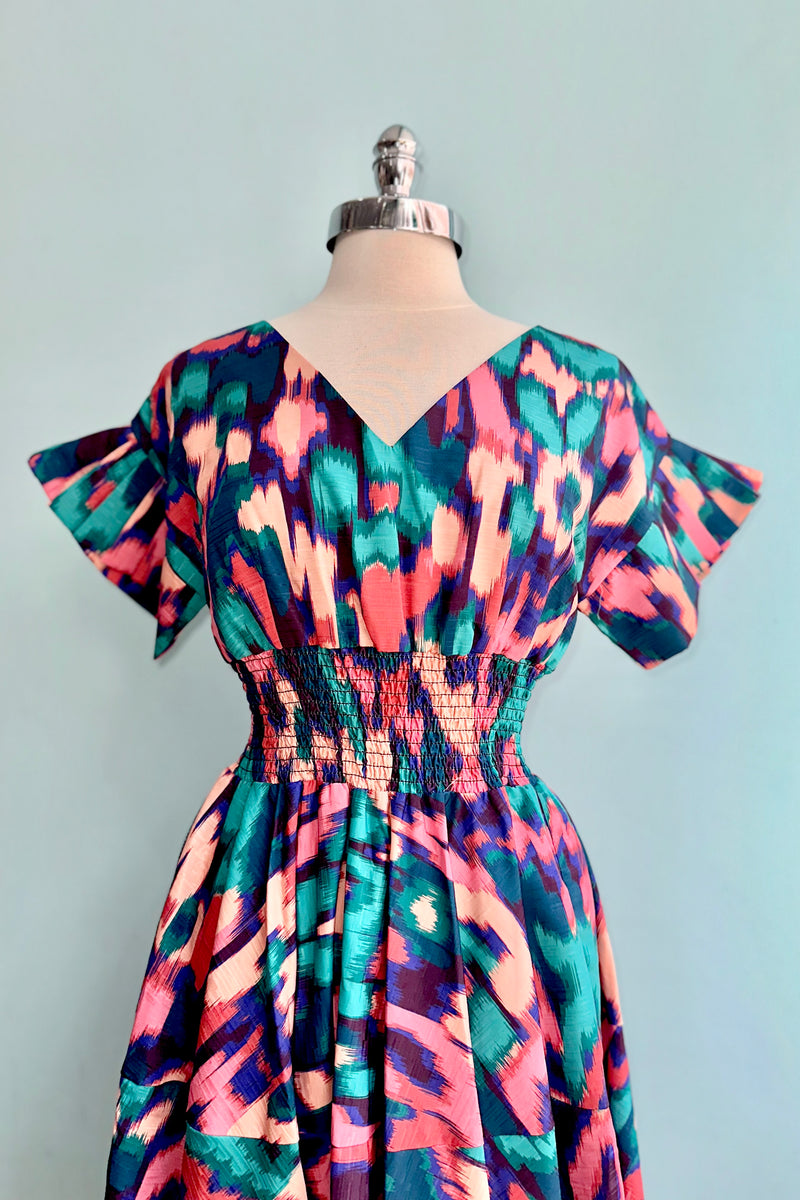 Final Sale Abstract Print Ruffle Sleeve Midi Dress by Lili Sidonio Modern Millie Final Sale Abstract Print Ruffle Sleeve Midi Dress by Lili Sidonio Modern Millie