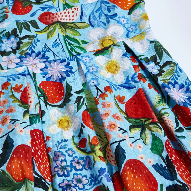 blue dress with strawberries Strawberry Bouquet Lily Dress by Miss Lulo Small