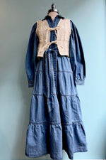 Denim Tiered Button Down Maxi Dress