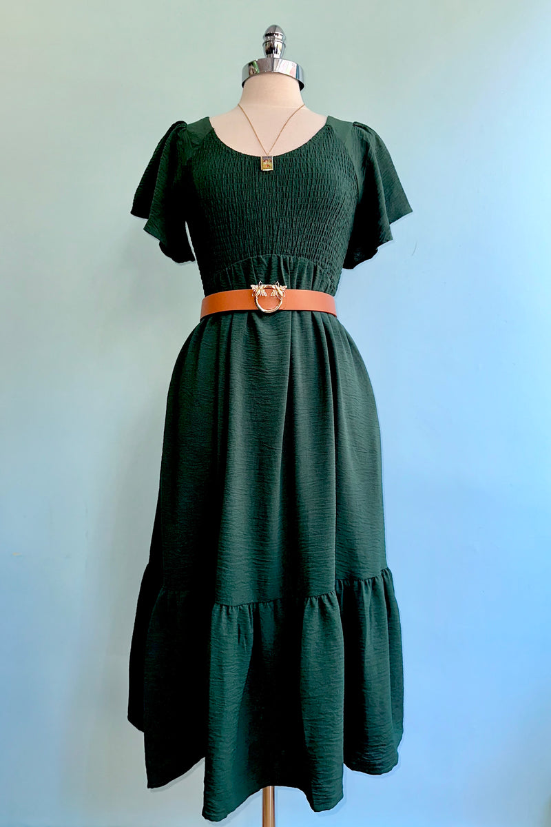 kendall green dress Kendall Green Striped Split Neck Midi Dress Be You Boutique