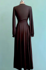 Solid Black Raquel Maxi Dress with Bishop Sleeves by Wax Poetic