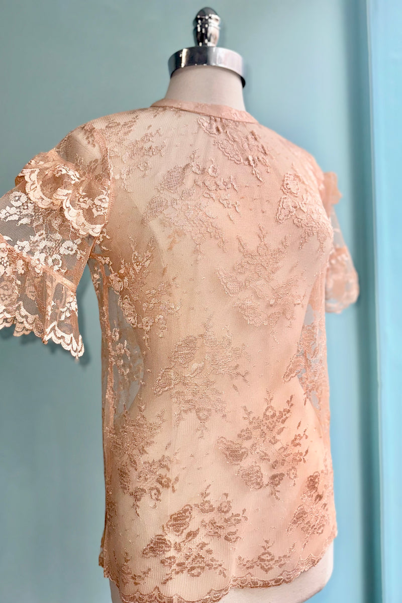 Peach Ruffle Sleeve Top by Tulip B.