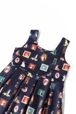 Kids Puppy Portrait Amanda Dress in Navy by Dolly & Dotty