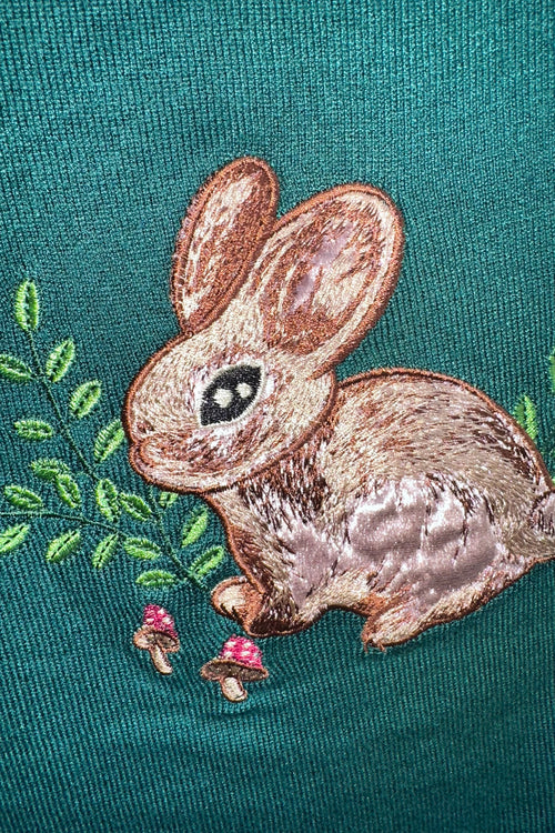 Forest Bunny Short Sleeve Sweater in Green by Voodoo Vixen