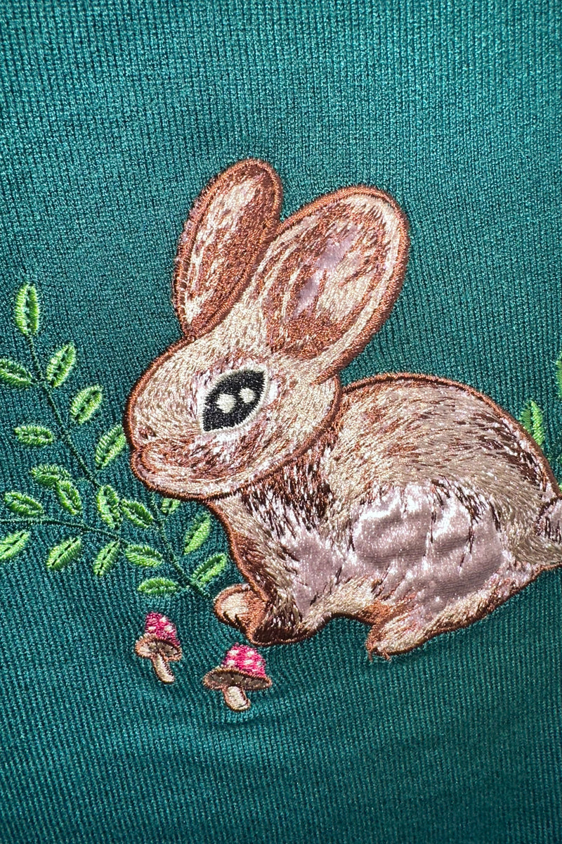 Forest Bunny Short Sleeve Sweater in Green by Voodoo Vixen