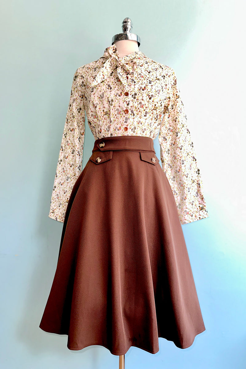 Brown Book Club Full Skirt by Banned