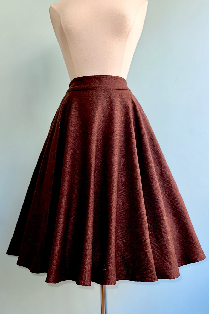 Burgundy Herringbone Sophie Skirt by Timeless London