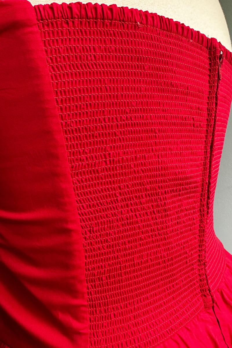 Red Ruffle Sleeve Briar Midi Dress by Timeless London