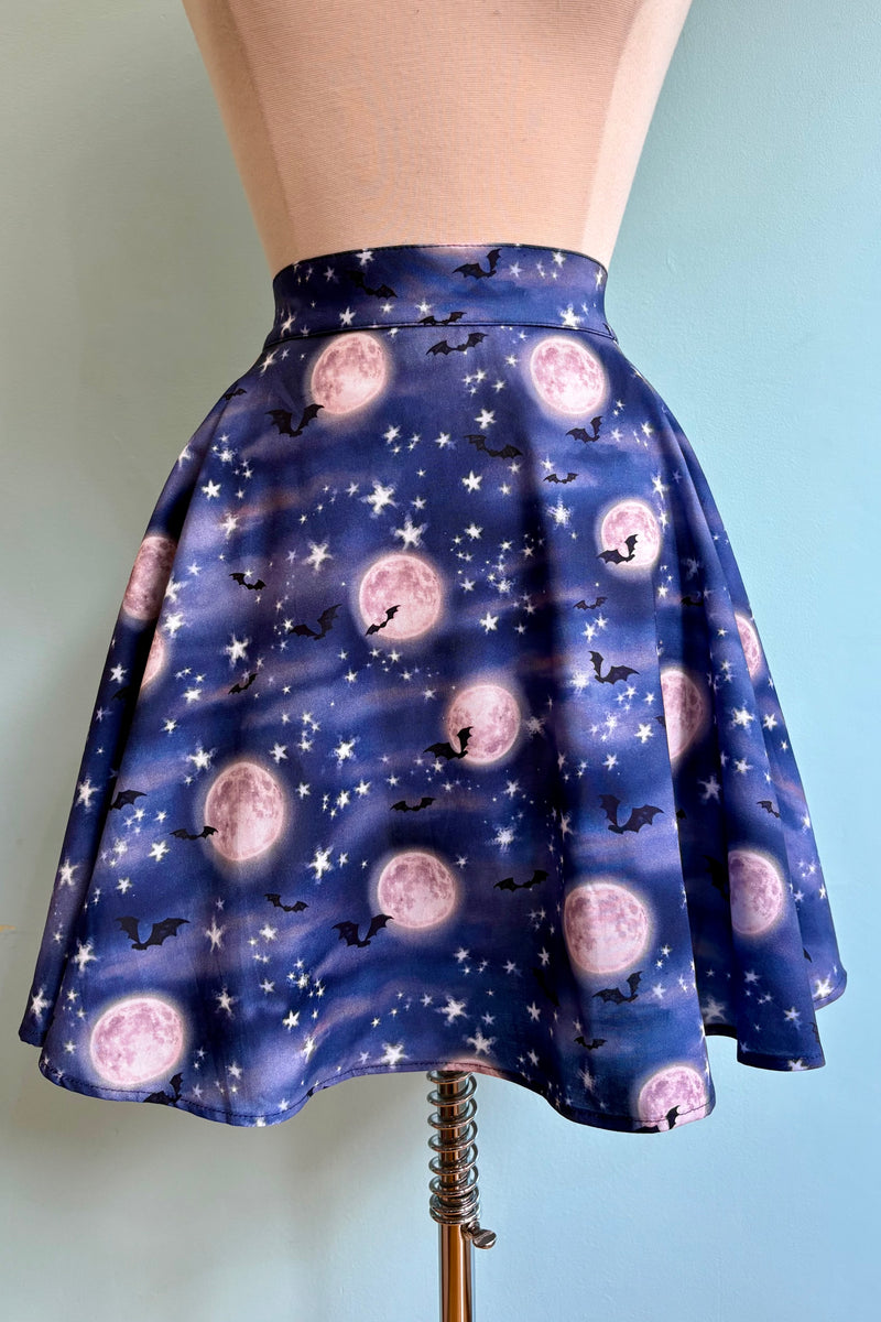 Bat and Moon Skater Skirt by Retrolicious