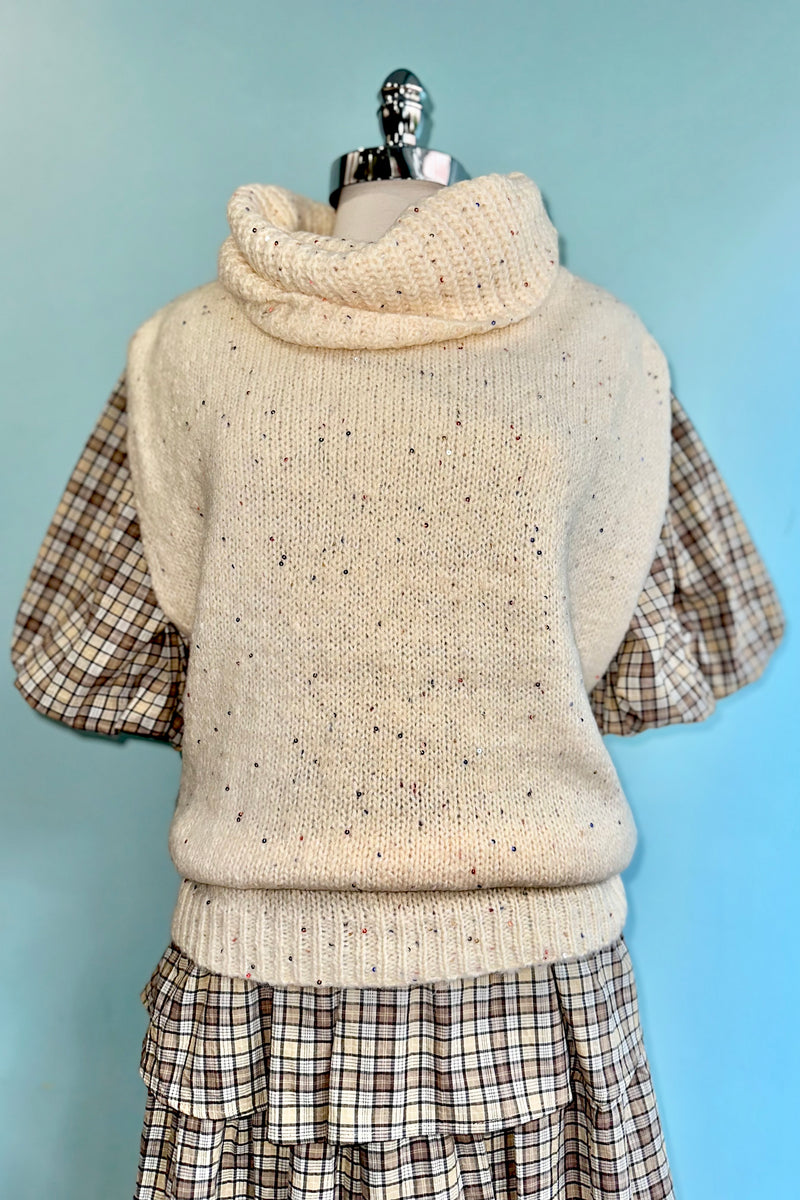 Cream Sleeveless Cowl Neck Sweater by Molly Bracken