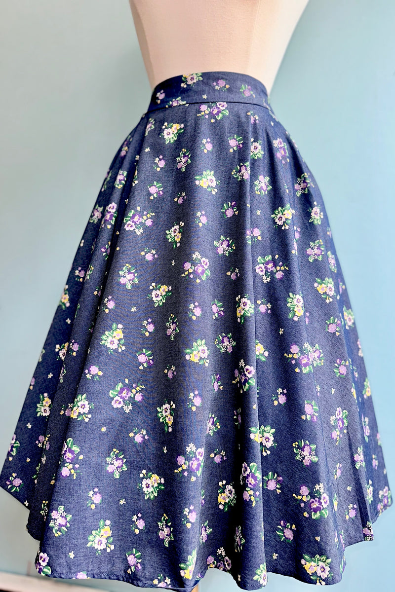 Chambray Bloom Skirt by Banned