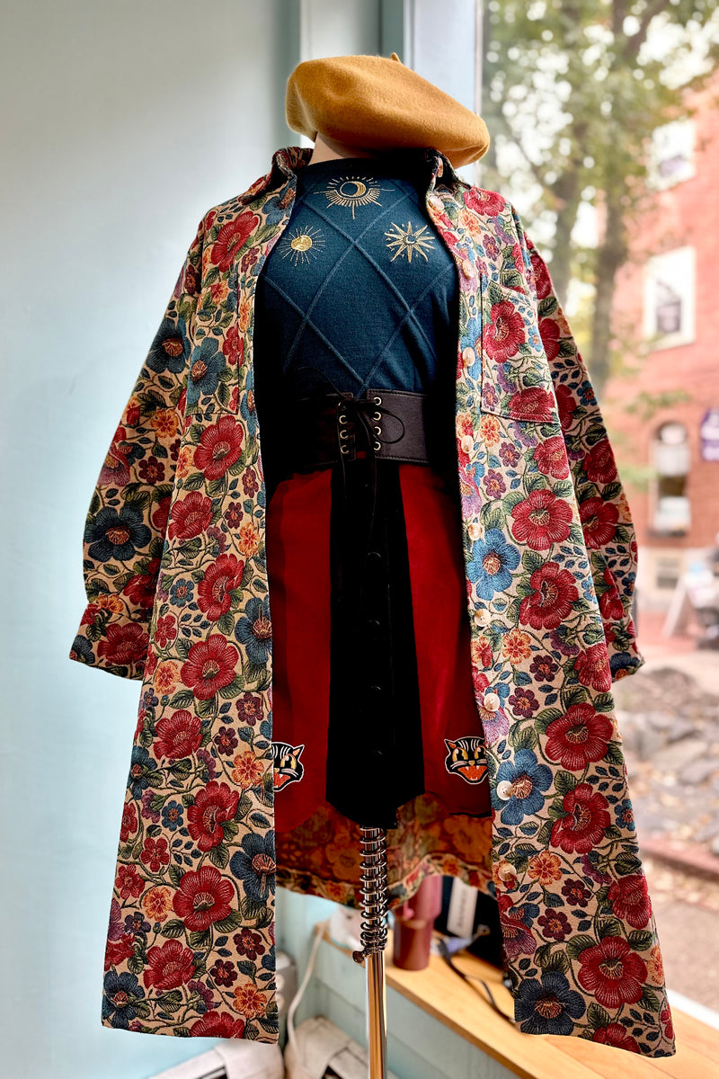Tapestry Floral Button Front Jacket