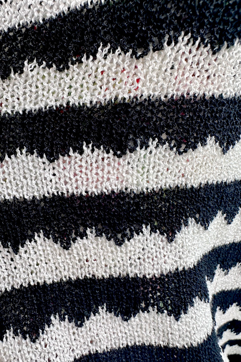 Black and White Cropped Collared Cardigan by Compania Fantastica