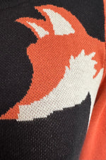 Black and Orange Fox Pullover Sweater