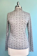 Grey Mock Neck Top with Bows by Lili Sidonio