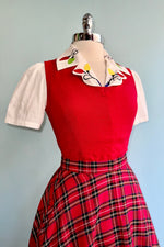 Red Plaid Irvine Circle Skirt by Hell Bunny