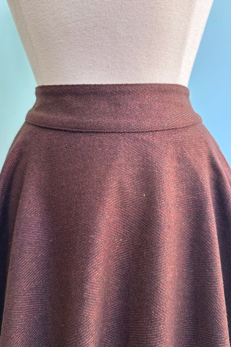 Burgundy Herringbone Sophie Skirt by Timeless London